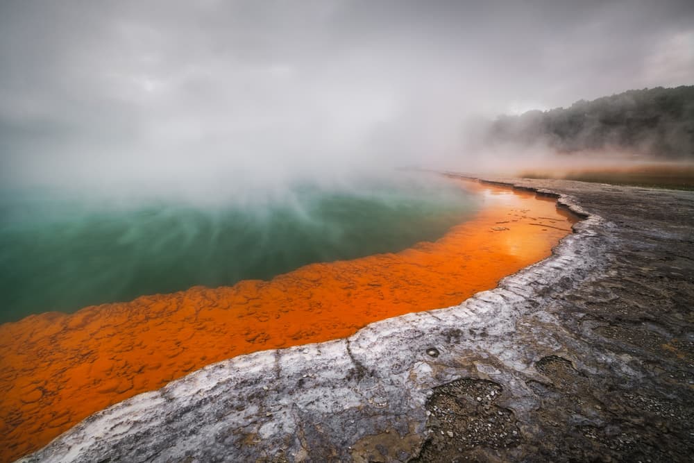 Vibrant Thermal Lake Steam by Tim Fan — canvas wall art