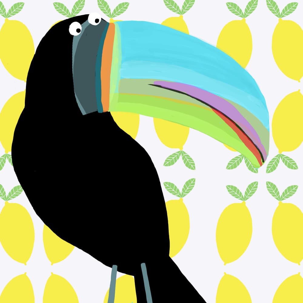 Playful Toucan Lemon Pattern by Carla Daly — canvas wall art