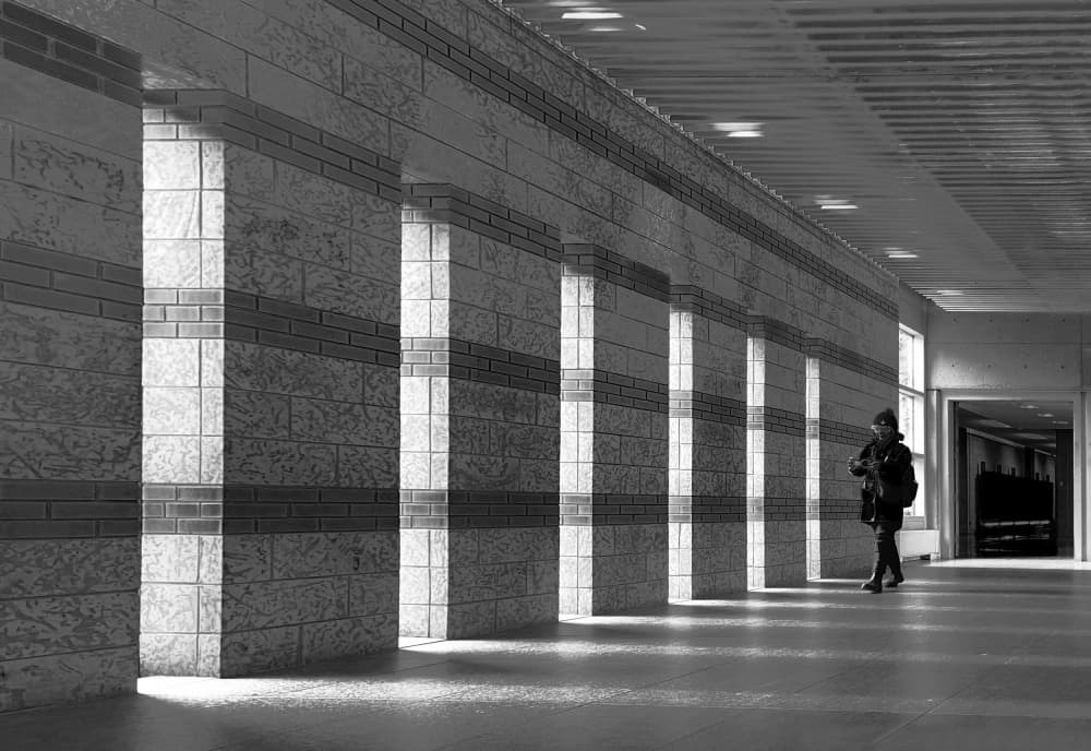 Person in Hallway Light by Fan Lin (APA) — canvas wall art