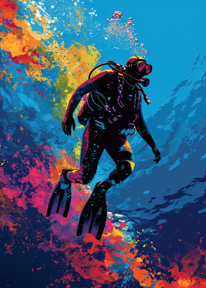Scuba Color Splash by Justyna Jaszke — canvas wall art