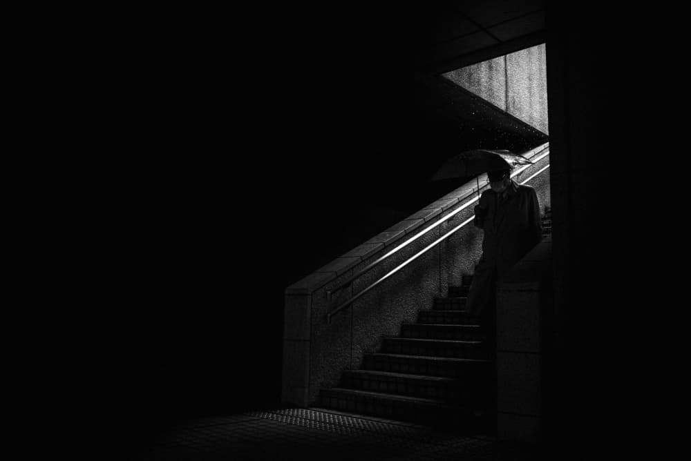 Mysterious Rainy Stairs by Kentaro Watanabe — canvas wall art