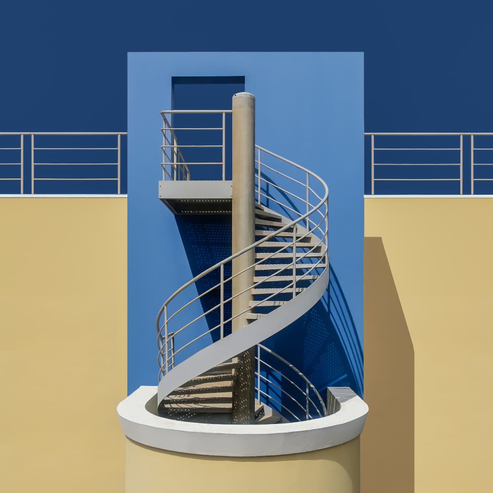 Geometric Blue Staircase by wiebe wilbers — canvas wall art