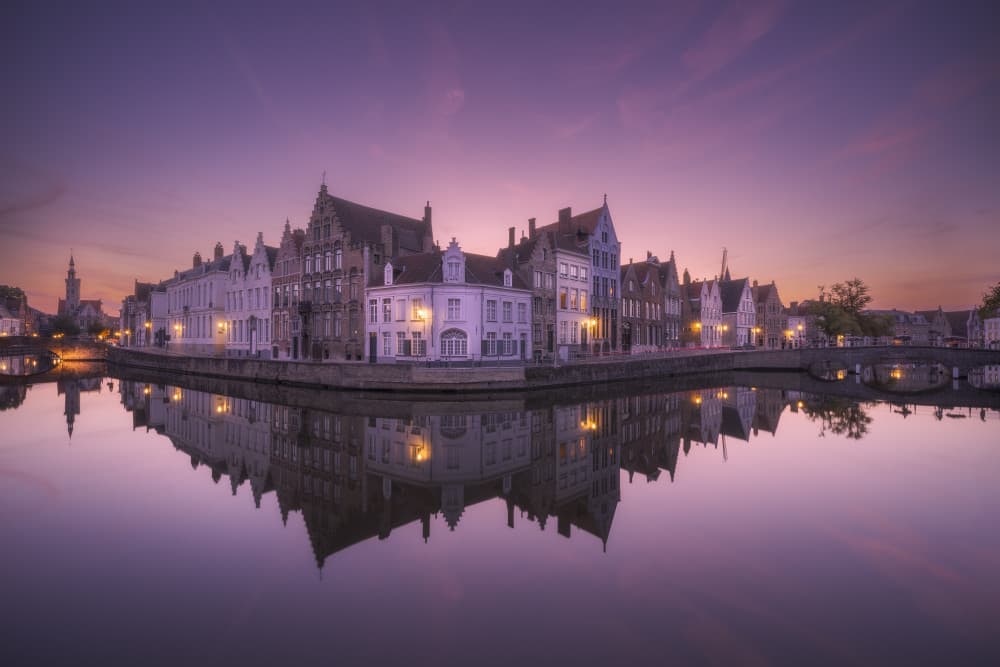 Twilight Canal Reflections by Oskar Baglietto — canvas wall art