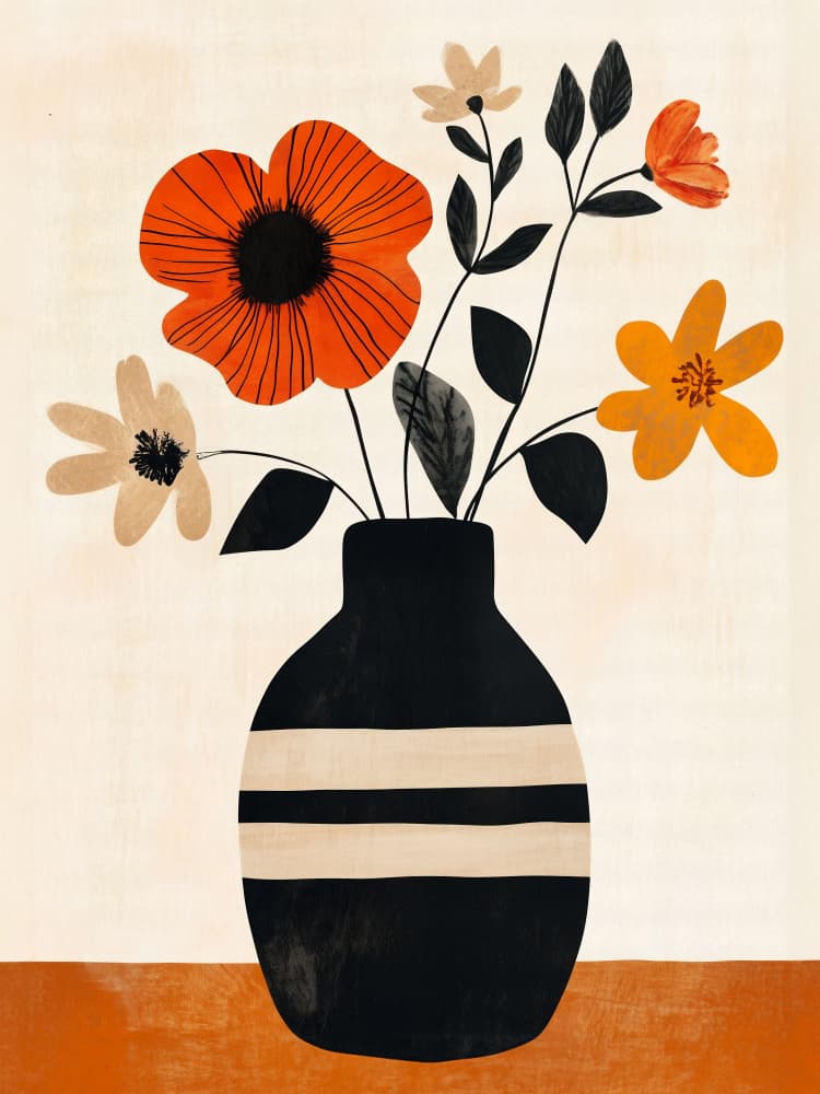 Stylized Floral Vase by Annika Persson — canvas wall art