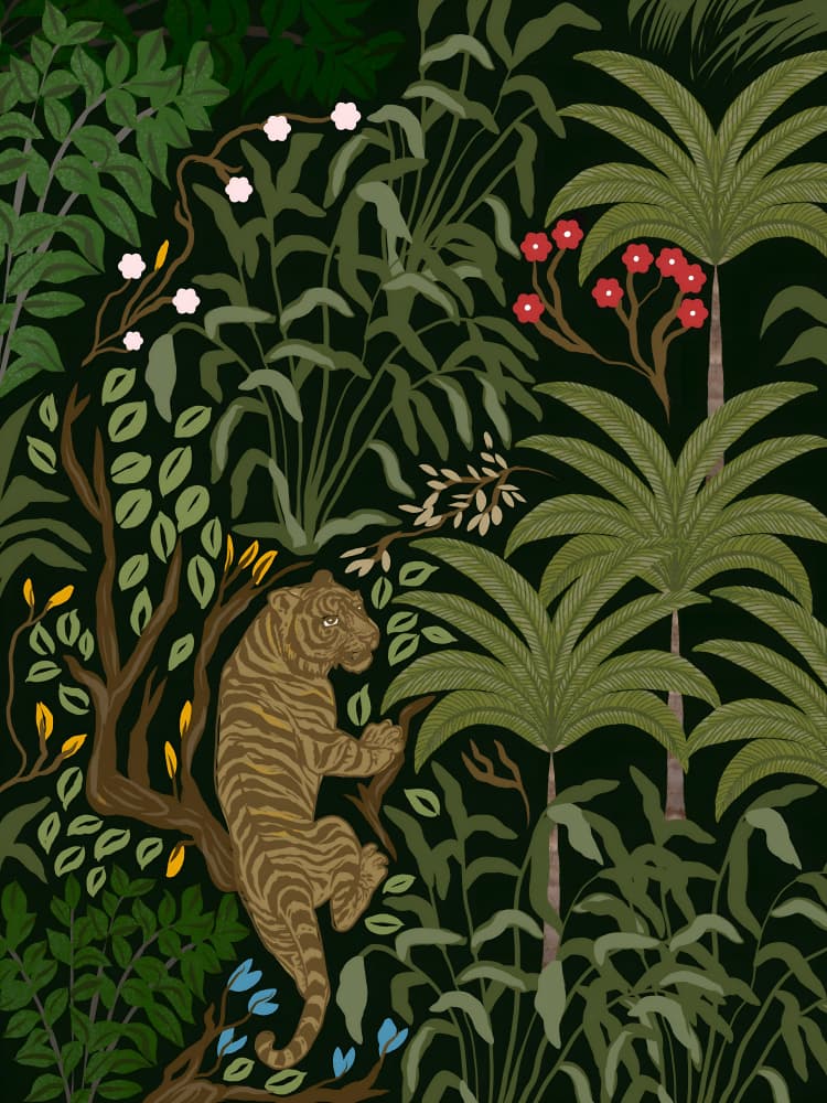 Tiger in Lush Jungle by Josie George — canvas wall art