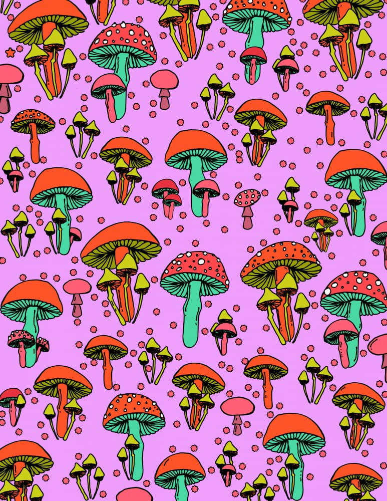 Vibrant Mushroom Pattern by Nicholas — canvas wall art