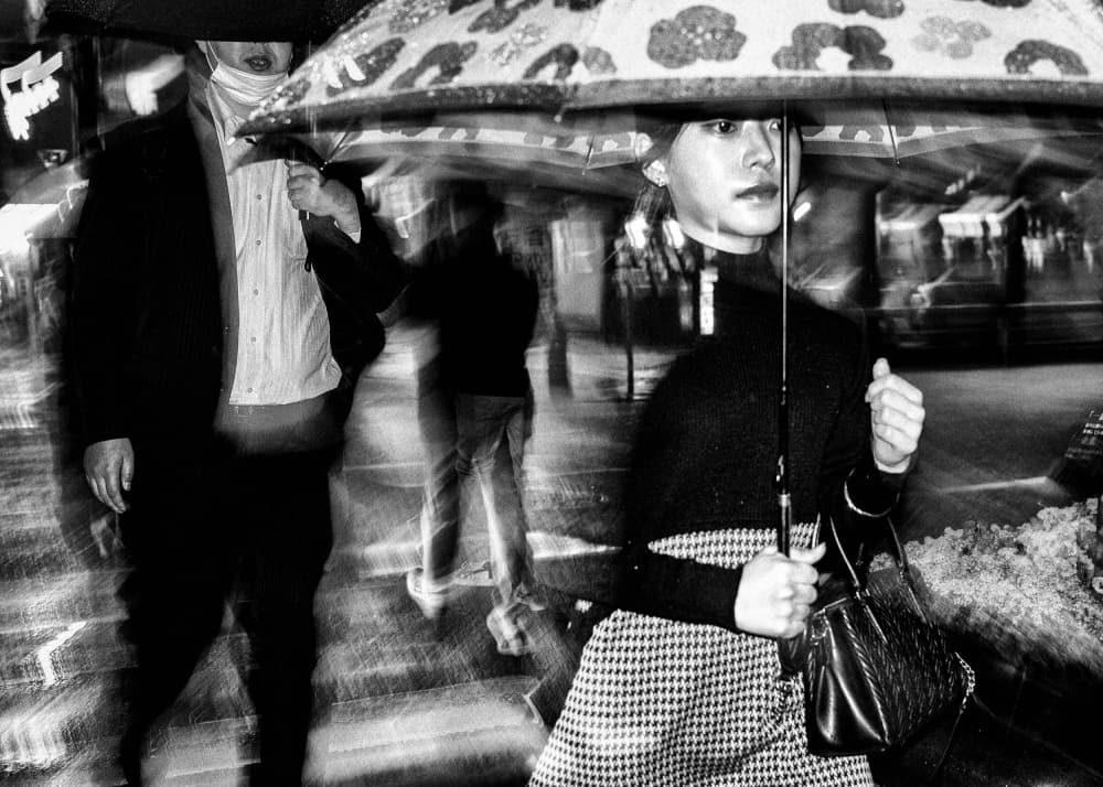 Urban Night Umbrellas by Shinji Isobe — canvas wall art