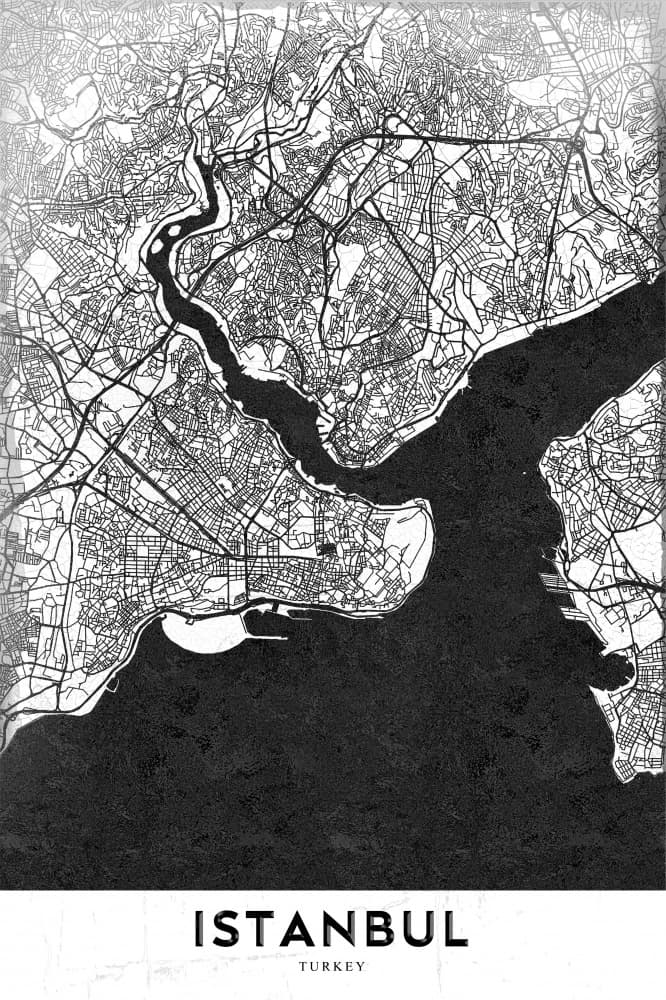 Istanbul City Map by StudioSix — canvas wall art