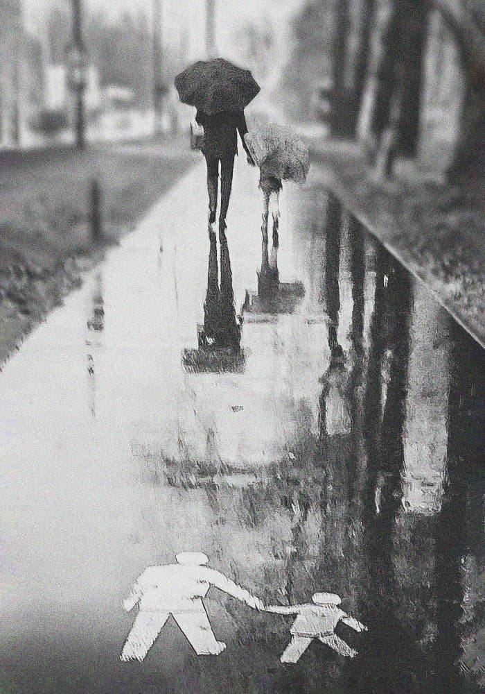 Rainy Street Art Walk by Joanna Ras — canvas wall art
