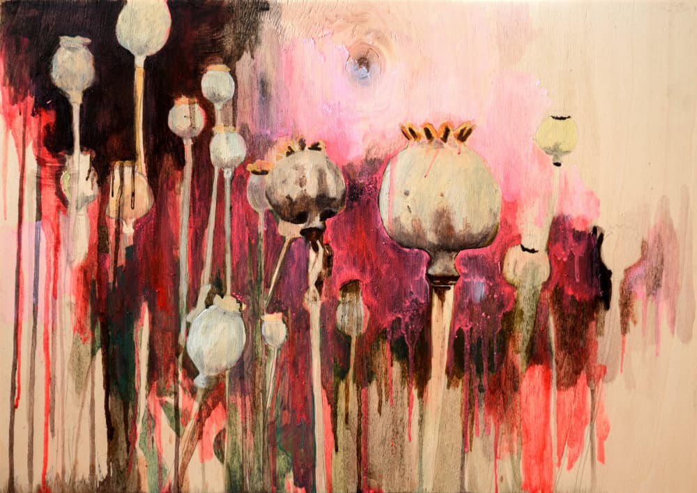 Abstract Dripping Poppies by David Diehl — canvas wall art
