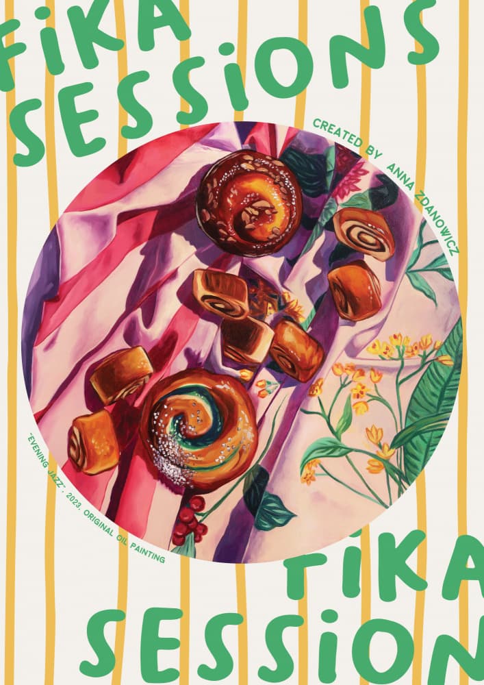 Cozy Fika Pastries by Anna Zdanowicz — canvas wall art