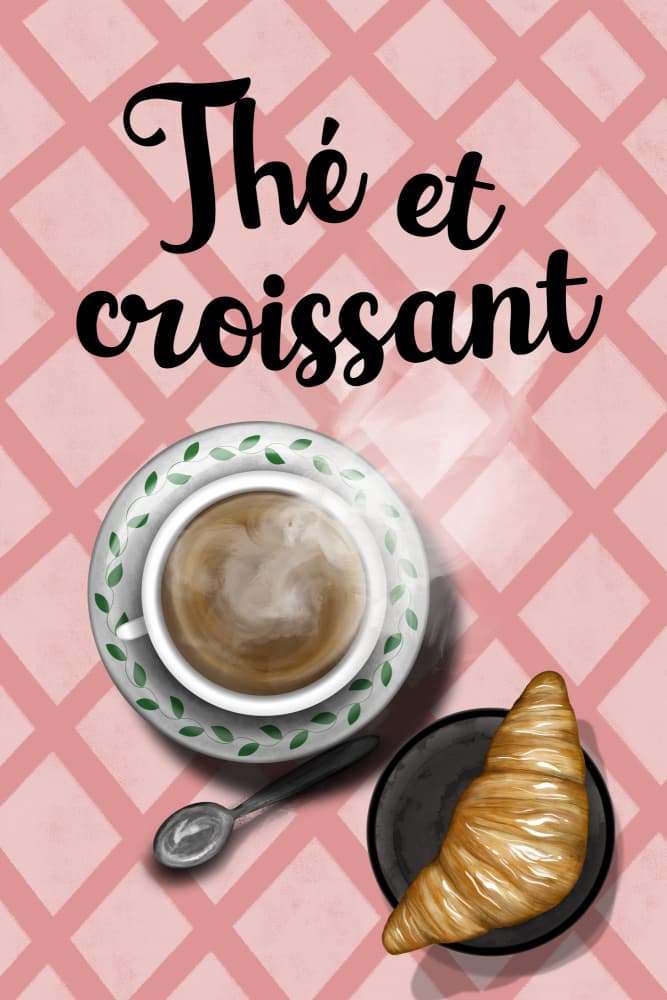 Warm Tea and Croissant by EMELIEmaria — canvas wall art