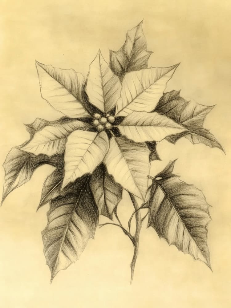 Elegant Poinsettia Drawing by Jolly and Dash — canvas wall art