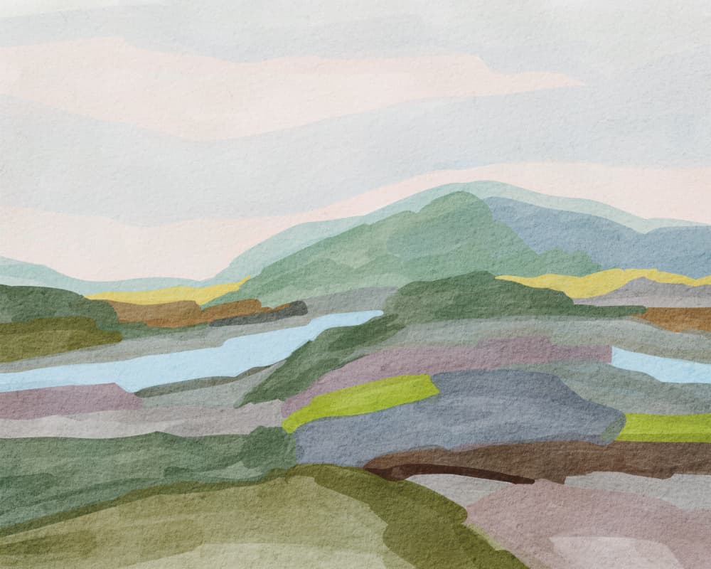 Muted Mountain Landscape by Nikita Jariwala — canvas wall art