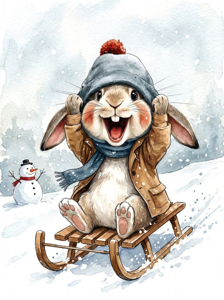 Frosty- Festive Animals-7 by Emel Tunaboylu — canvas wall art