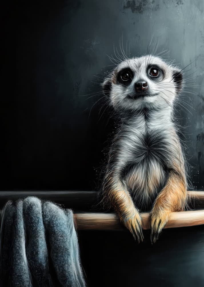 Curious Meerkat Portrait by Justyna Jaszke — canvas wall art