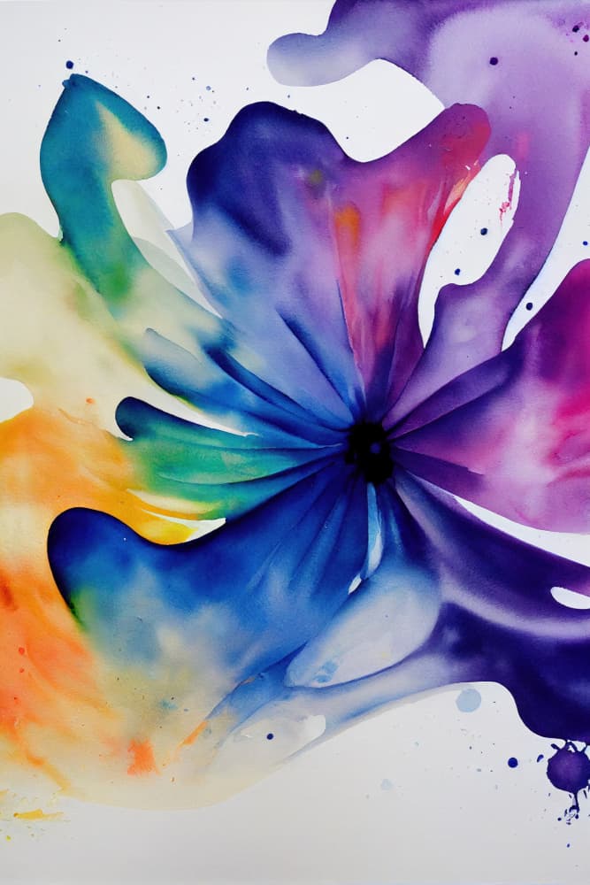 Rainbow Watercolor Bloom by Mauro — canvas wall art