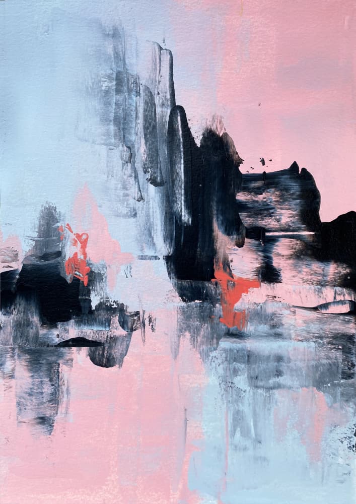 Modern Abstract Pink Blue by Alyson Storms — canvas wall art