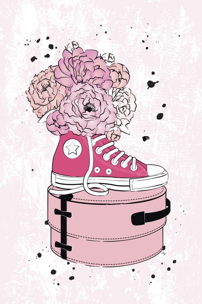 Pink Sneaker Blooms by Martina — canvas wall art