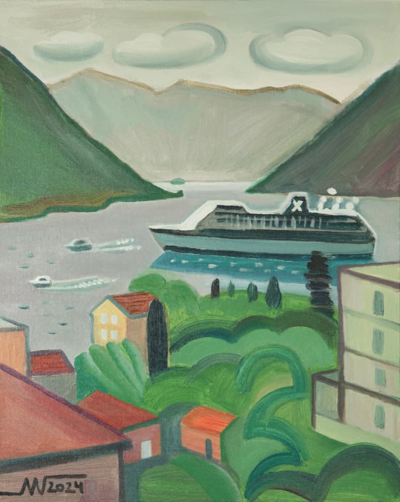 Fjord Cruise Village by Marina Gorkaeva — canvas wall art