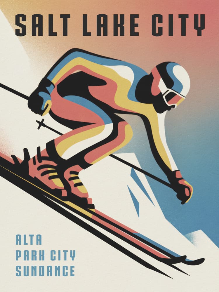 Retro Salt Lake Ski by Andreas Magnusson — canvas wall art