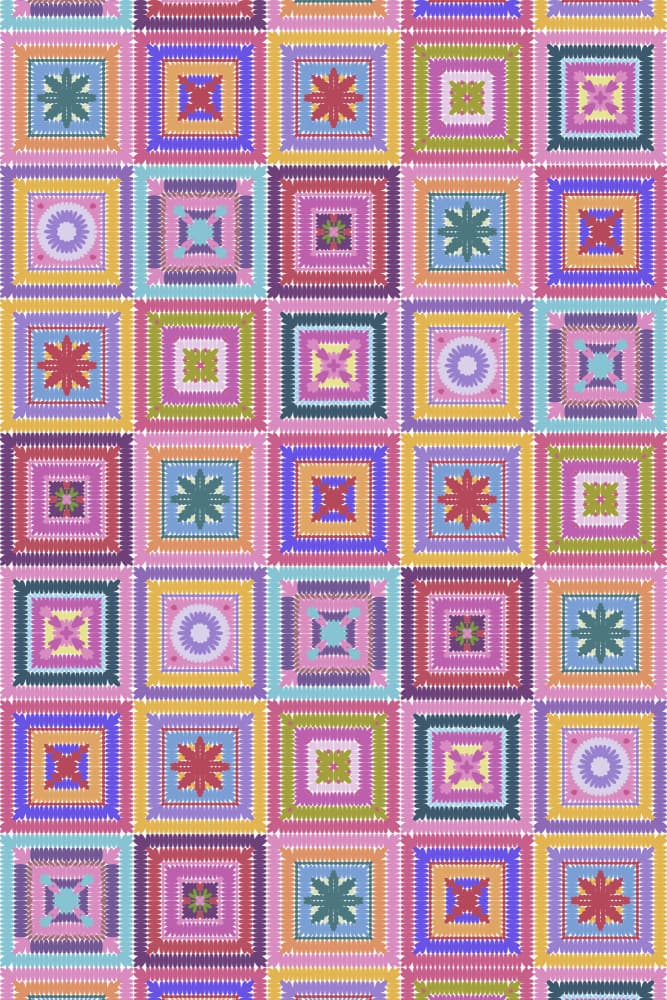 Vibrant Patchwork Design by Rosana Laiz Blursbyai — canvas wall art