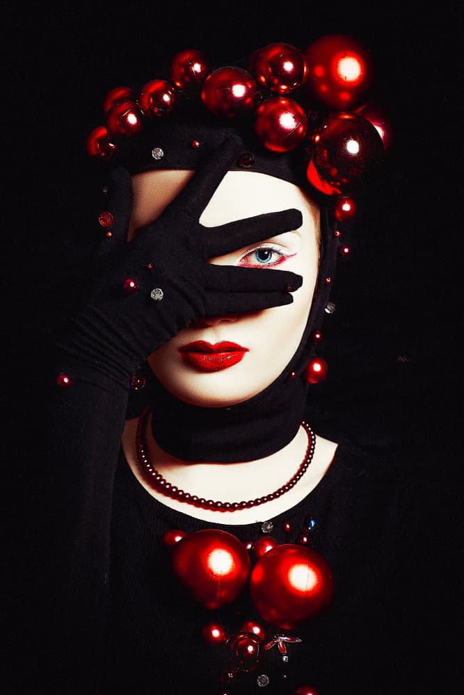Dramatic Red Bauble Portrait by Ruslan Bolgov — canvas wall art