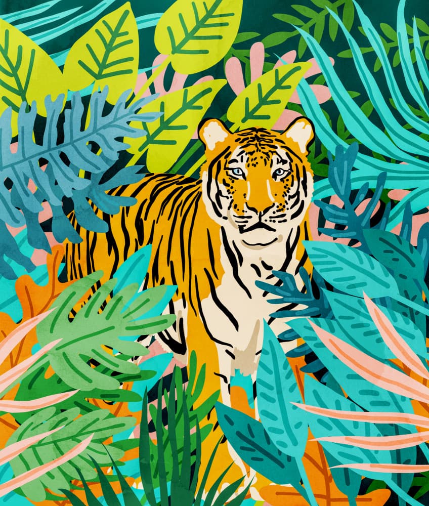 Vibrant Jungle Tiger by Uma Gokhale — canvas wall art
