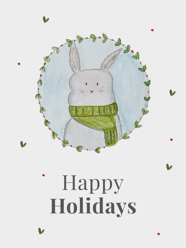 Happy Holidays Bunny by Elizabeth C — canvas wall art