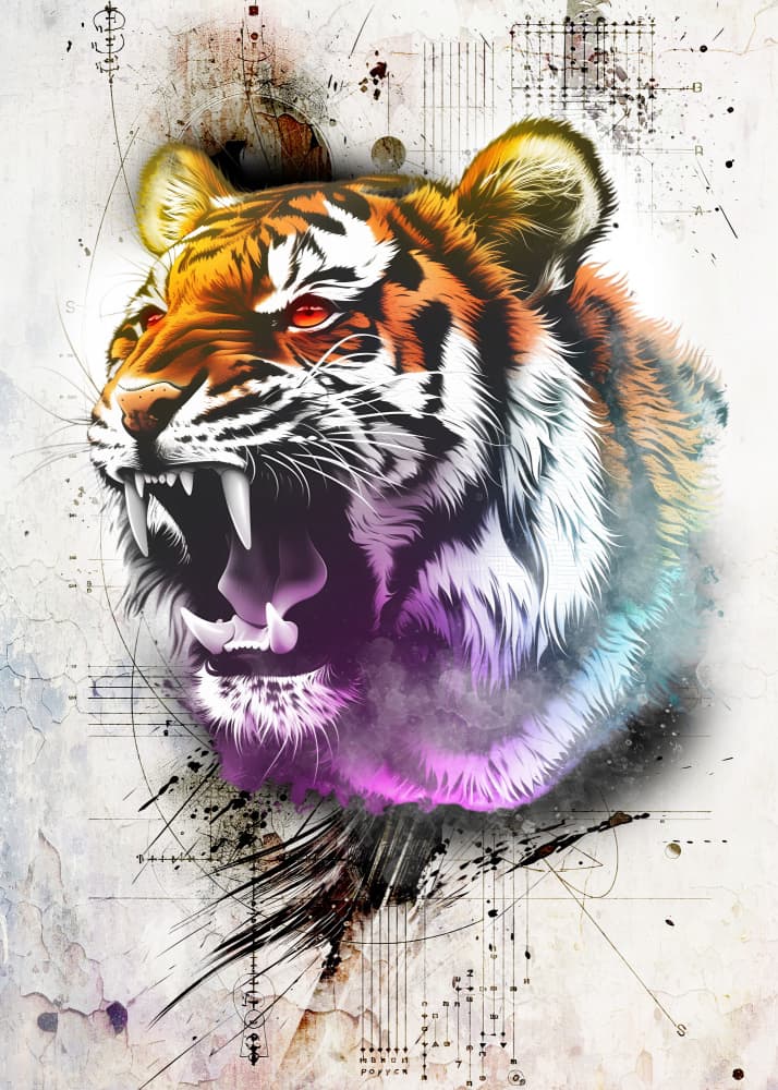 Fierce Abstract Tiger by Rafal Kulik — canvas wall art
