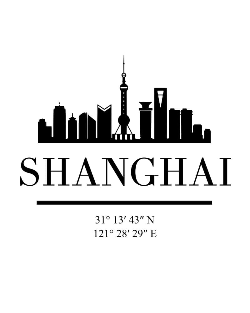 Shanghai City Coordinates by Emiliano Deificus — canvas wall art