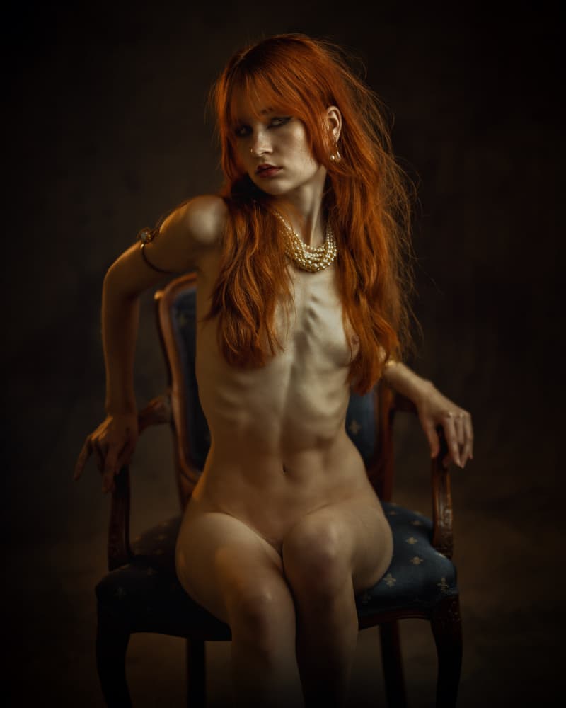 Redhead with Pearls by Franky De Meyer — canvas wall art