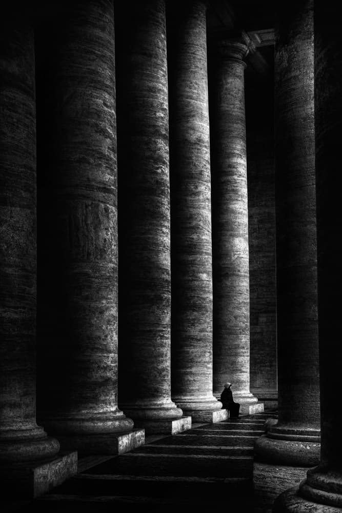 Solitary Figure Grand Columns by Antonio Grambone — canvas wall art