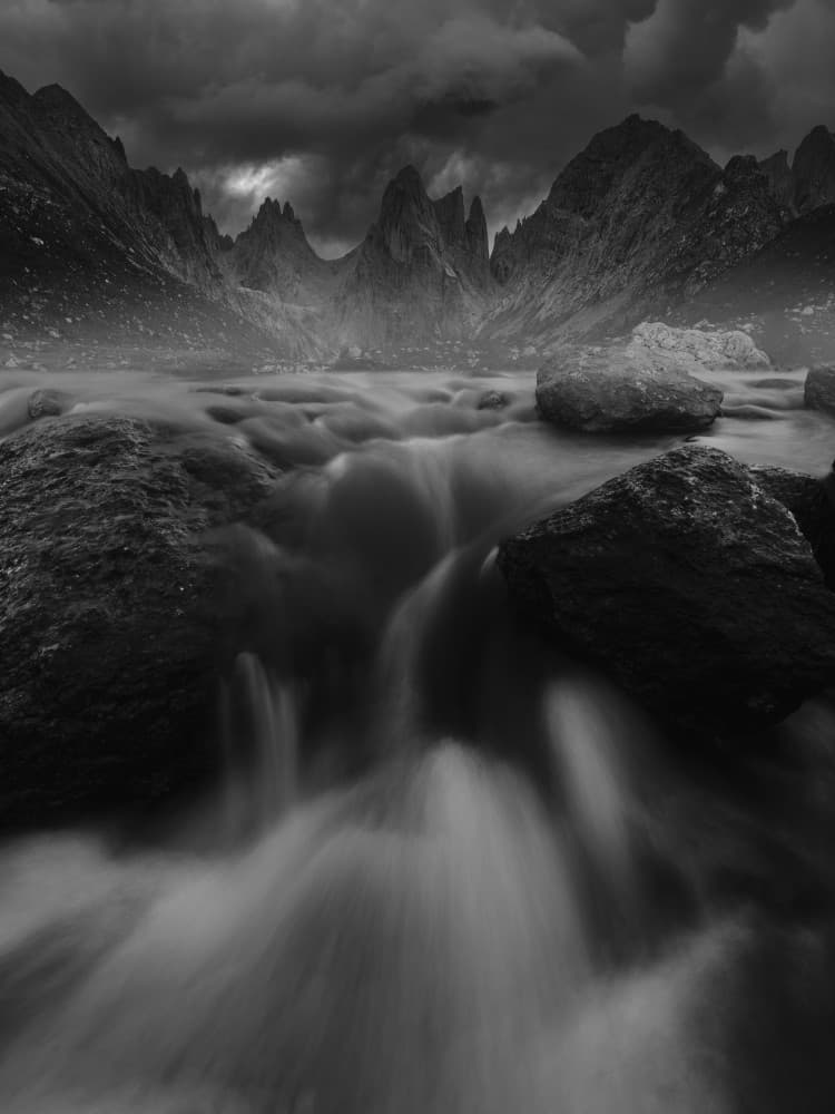 Moody Mountain Stream by Bingo Z — canvas wall art