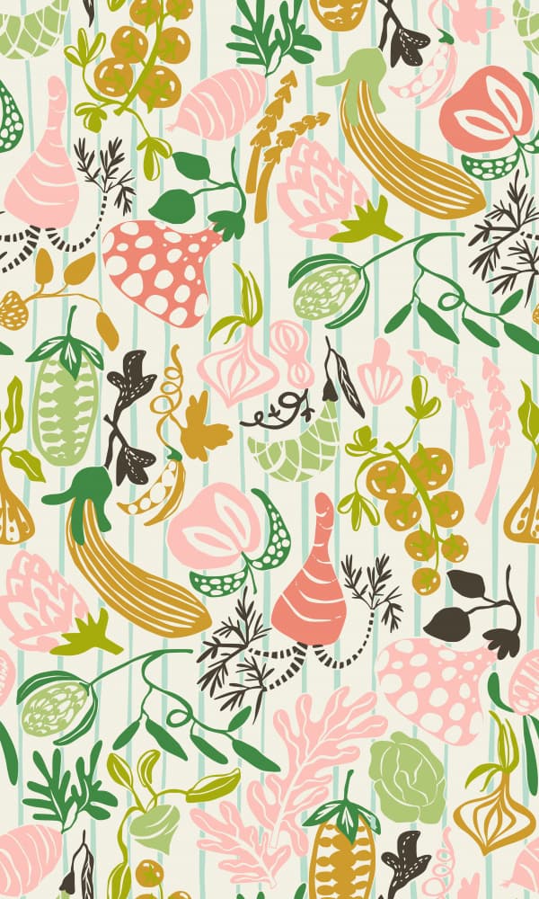 Whimsical Vegetable Pattern by Annick — canvas wall art