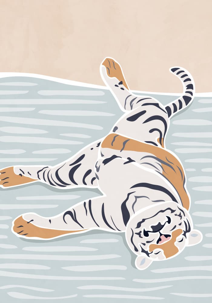 Lounging White Tiger by Sarah Manovski — canvas wall art