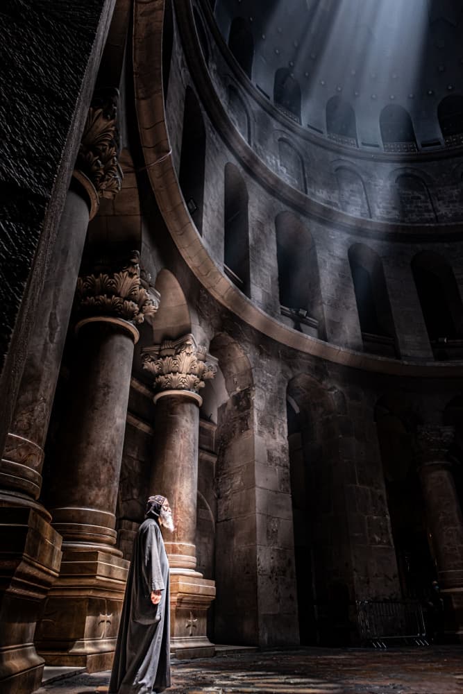 Monk in Ancient Light by MAZAL TOV MATTY OZERI — canvas wall art