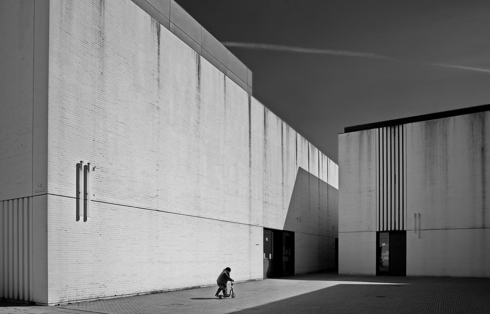 Solitary Ride Urban Geometry by Hans Peter Rank — canvas wall art