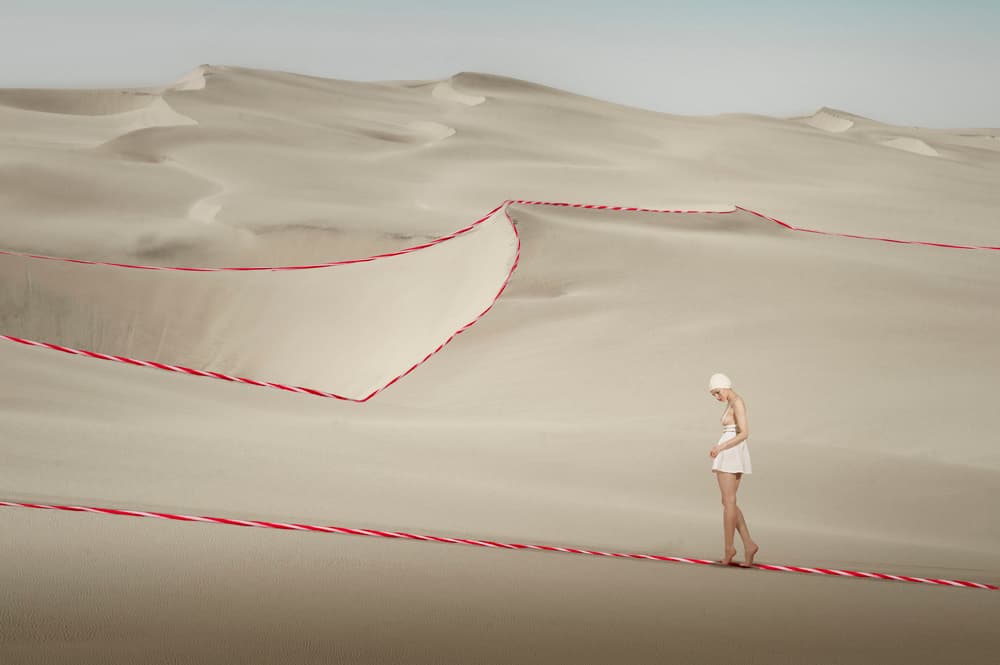 Red Ribbon Desert Walk by Christine von Diepenbroek — canvas wall art