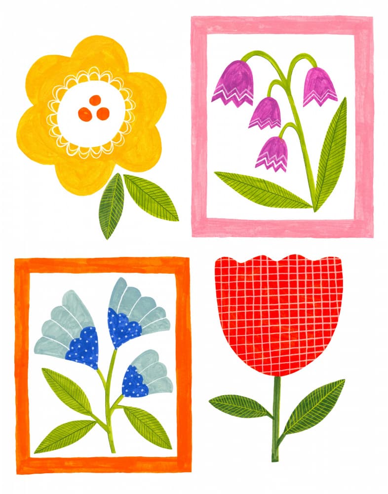 Bright Folk Flowers by Susan Black — canvas wall art