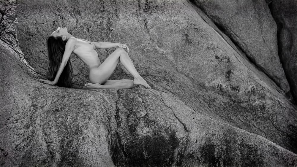 Graceful Nude on Stone by Joan Gil Raga — canvas wall art