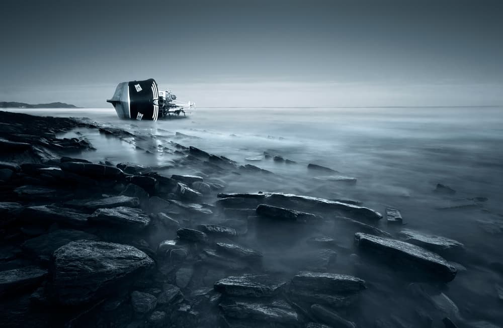Desolate Coastal Wreck by Iñigo Barandiaran — canvas wall art