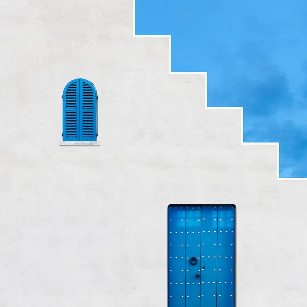 Blue Door White Steps by Alfonso Novillo — canvas wall art