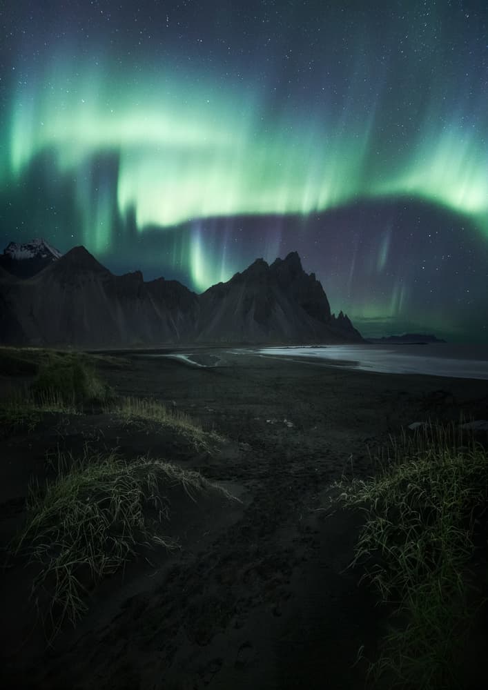 Aurora Over Dark Mountains by Juan Romero Salamanca — canvas wall art