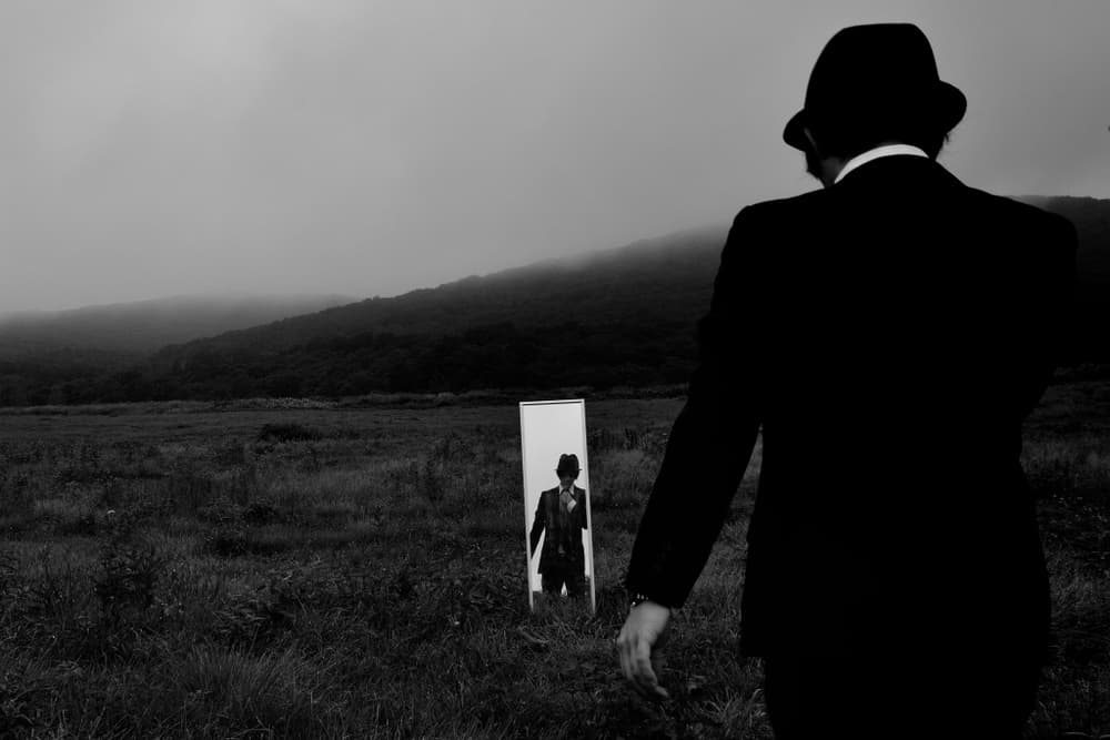 Man In Mirror Landscape by Sho Shibata — canvas wall art