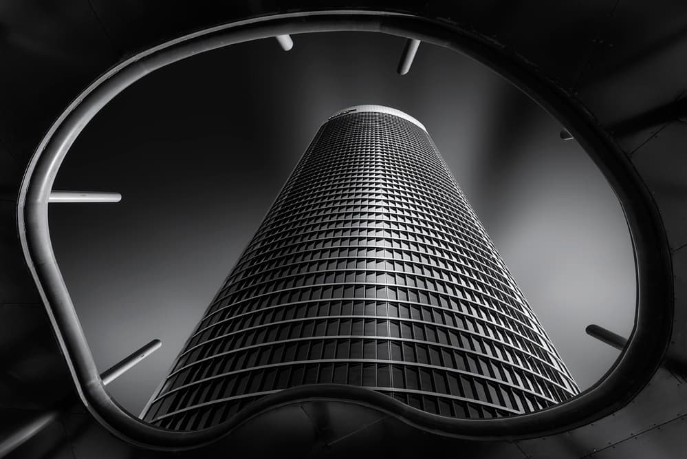 Modern Skyscraper Framed by Jorge Ruiz Dueso — canvas wall art
