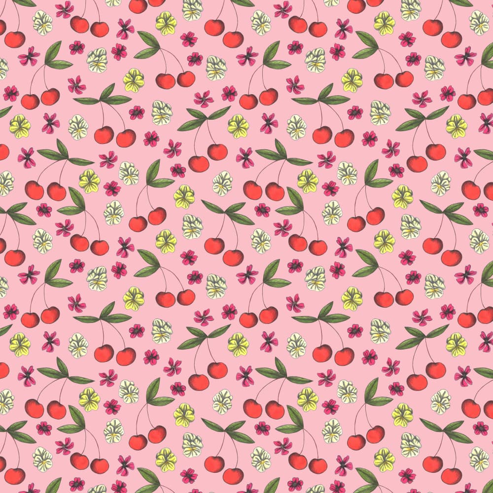 Sweet Cherry Floral Pattern by Cecilia Battaini — canvas wall art