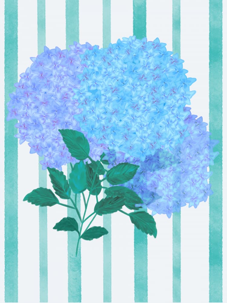 Gentle Blue Hydrangea Stripes by Aliya Putrus — canvas wall art