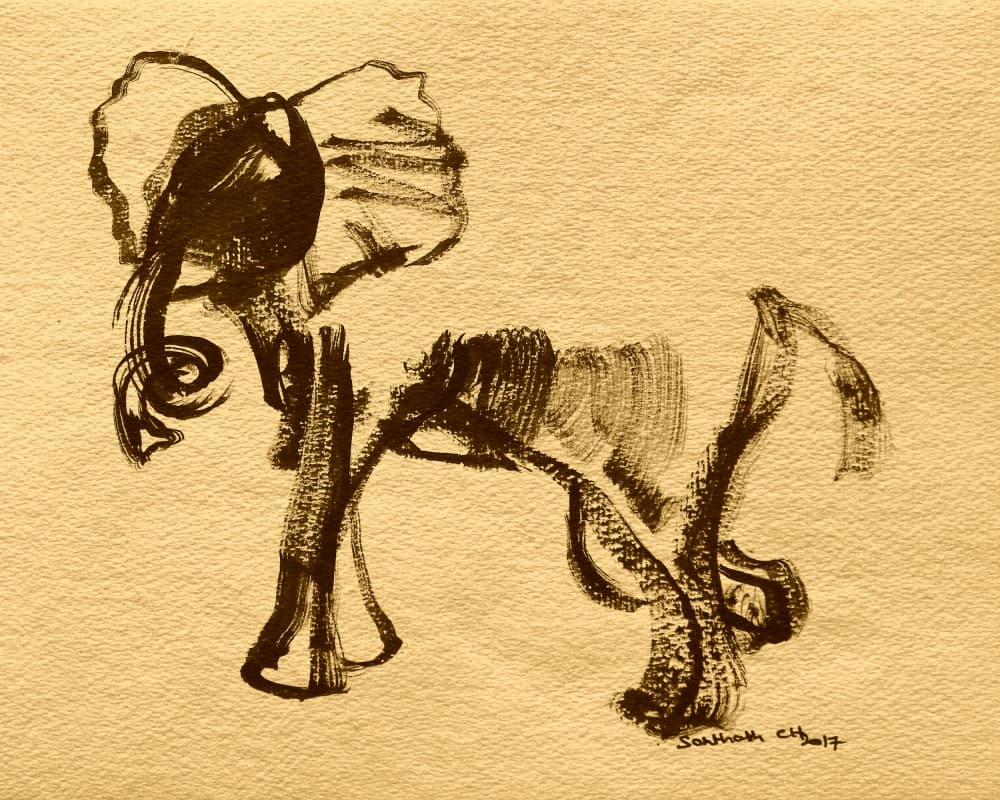 Expressive Elephant Drawing by Santhosh ch — canvas wall art