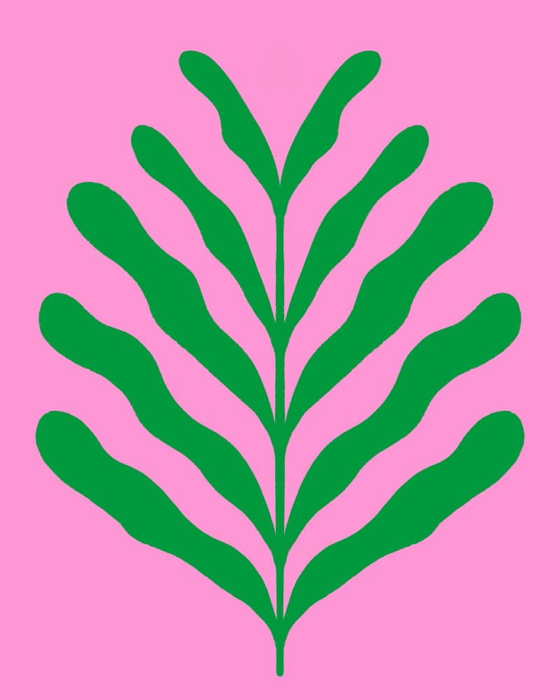 Modern Pink Green Leaf